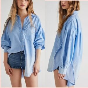 Free People We The Free Cool & Clean Solid Oversized Shirt Garment Dyed sz Sm